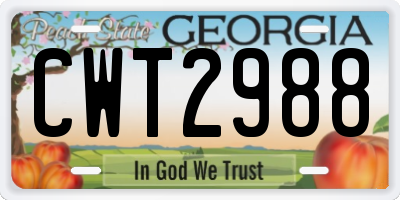 GA license plate CWT2988