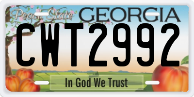 GA license plate CWT2992