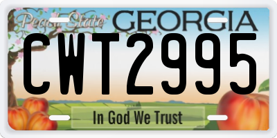 GA license plate CWT2995