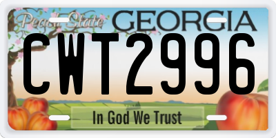 GA license plate CWT2996