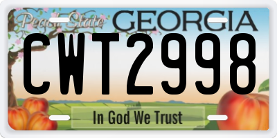 GA license plate CWT2998
