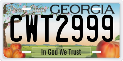 GA license plate CWT2999