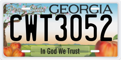 GA license plate CWT3052