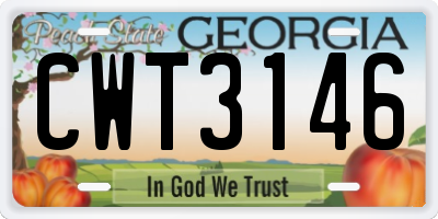 GA license plate CWT3146
