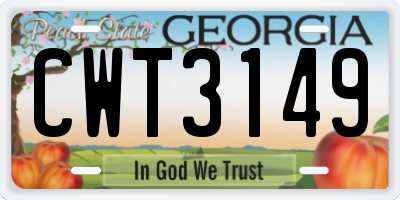 GA license plate CWT3149