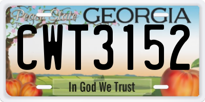 GA license plate CWT3152