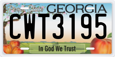 GA license plate CWT3195