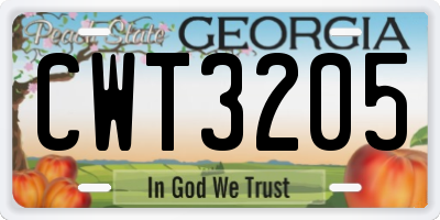 GA license plate CWT3205
