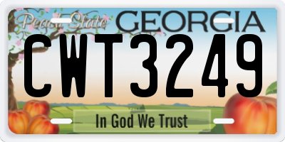 GA license plate CWT3249