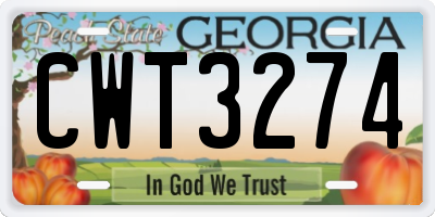 GA license plate CWT3274