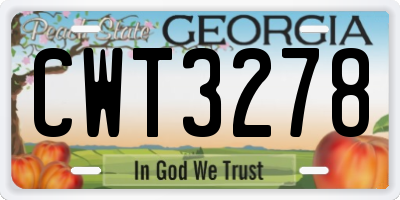 GA license plate CWT3278