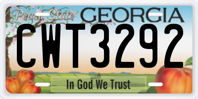GA license plate CWT3292