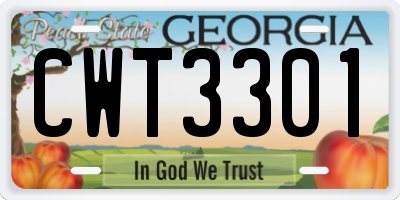 GA license plate CWT3301