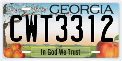 GA license plate CWT3312