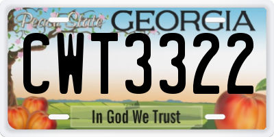 GA license plate CWT3322