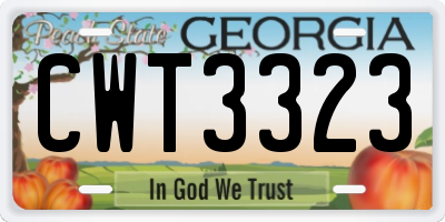 GA license plate CWT3323