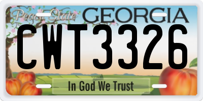 GA license plate CWT3326
