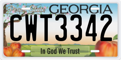 GA license plate CWT3342