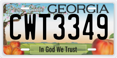 GA license plate CWT3349