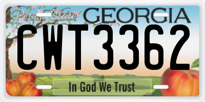 GA license plate CWT3362
