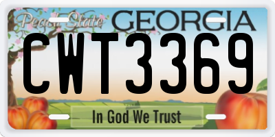 GA license plate CWT3369