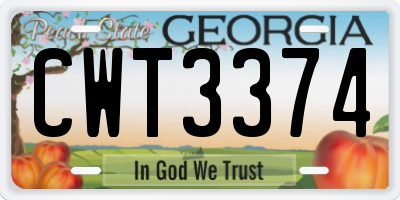 GA license plate CWT3374