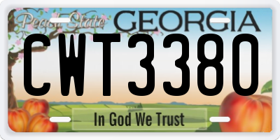 GA license plate CWT3380