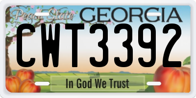GA license plate CWT3392