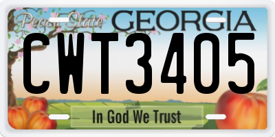 GA license plate CWT3405