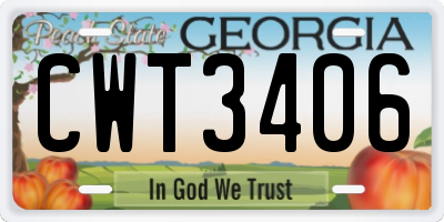 GA license plate CWT3406