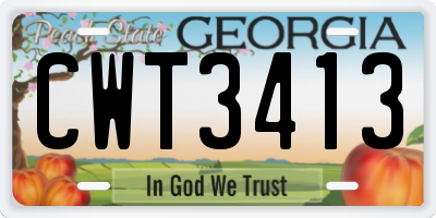 GA license plate CWT3413