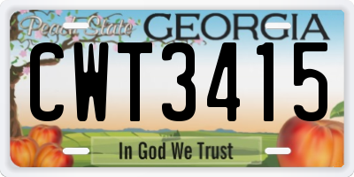 GA license plate CWT3415