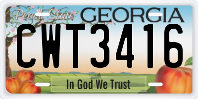 GA license plate CWT3416