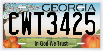 GA license plate CWT3425
