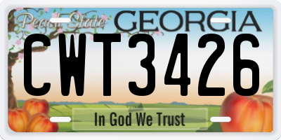 GA license plate CWT3426