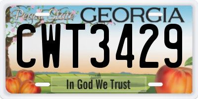 GA license plate CWT3429
