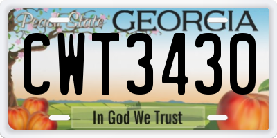 GA license plate CWT3430