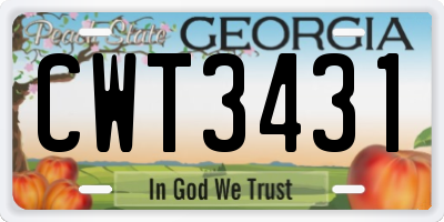 GA license plate CWT3431
