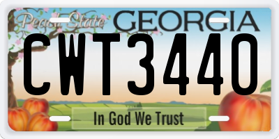 GA license plate CWT3440