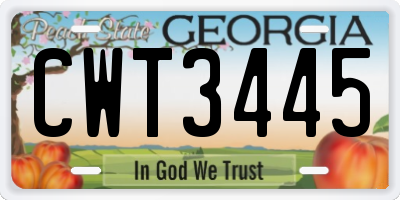 GA license plate CWT3445