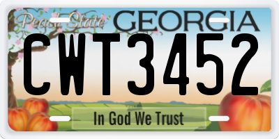 GA license plate CWT3452