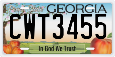 GA license plate CWT3455