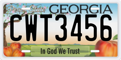 GA license plate CWT3456