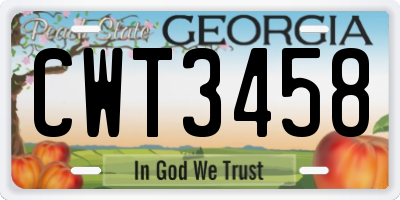 GA license plate CWT3458