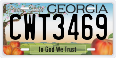 GA license plate CWT3469