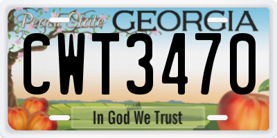 GA license plate CWT3470