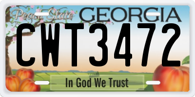 GA license plate CWT3472