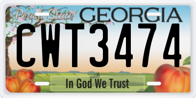 GA license plate CWT3474