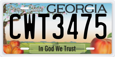 GA license plate CWT3475