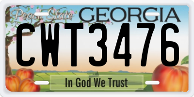 GA license plate CWT3476